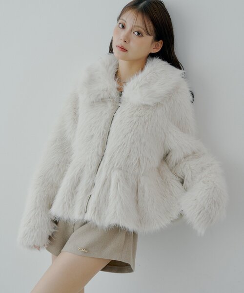 ♡【美品】日本製em. ペプラムコート♡ SALON by Chico】リバーシブルペプラムデザインミディコート（その他