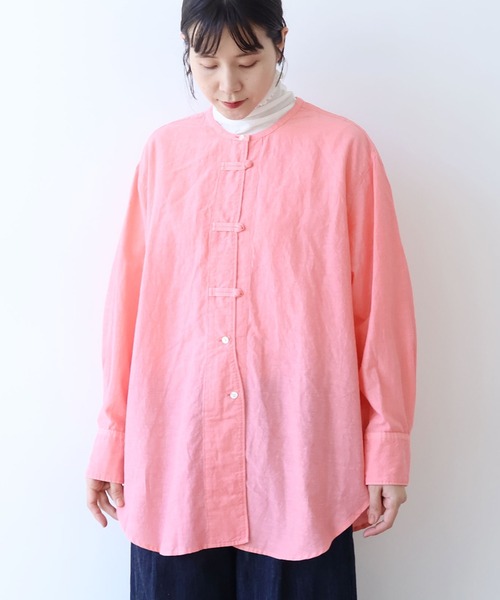 yuni（ユニ　）の「△コットンキュプラリネンチュニックシャツ（シャツ/ブラウス・レディース・アイボリー/ブラック/ピンク/パープル・FREE）」の4枚目の写真