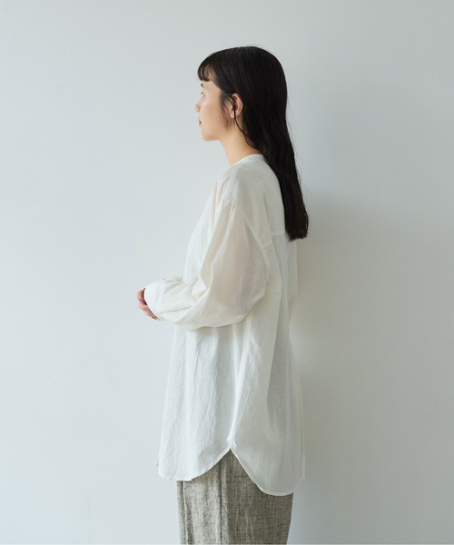 yuni（ユニ　）の「△コットンキュプラリネンチュニックシャツ（シャツ/ブラウス・レディース・アイボリー/ブラック/ピンク/パープル・FREE）」の13枚目の写真