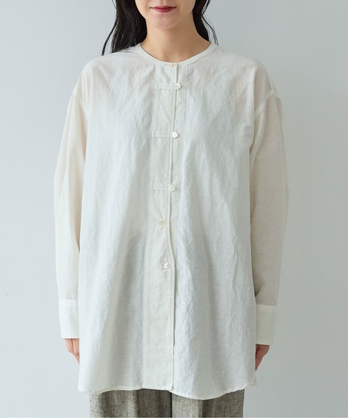 yuni（ユニ　）の「△コットンキュプラリネンチュニックシャツ（シャツ/ブラウス・レディース・アイボリー/ブラック/ピンク/パープル・FREE）」の14枚目の写真