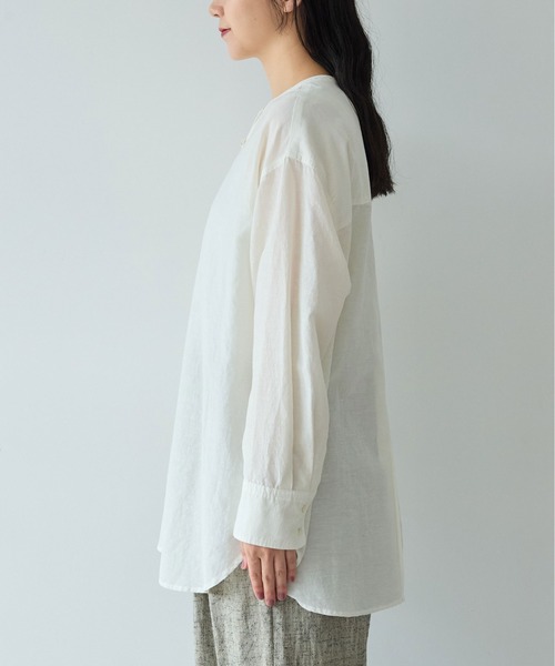 yuni（ユニ　）の「△コットンキュプラリネンチュニックシャツ（シャツ/ブラウス・レディース・アイボリー/ブラック/ピンク/パープル・FREE）」の15枚目の写真