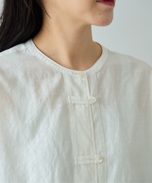 yuni（ユニ　）の「△コットンキュプラリネンチュニックシャツ（シャツ/ブラウス・レディース・アイボリー/ブラック/ピンク/パープル・FREE）」の17枚目の写真