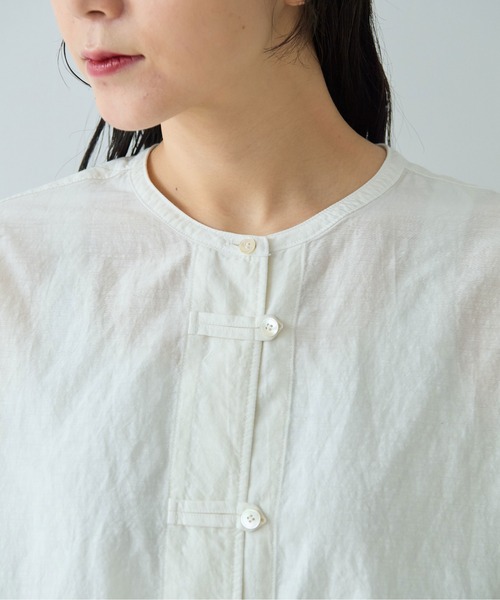 yuni（ユニ　）の「△コットンキュプラリネンチュニックシャツ（シャツ/ブラウス・レディース・アイボリー/ブラック/ピンク/パープル・FREE）」の18枚目の写真