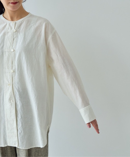 yuni（ユニ　）の「△コットンキュプラリネンチュニックシャツ（シャツ/ブラウス・レディース・アイボリー/ブラック/ピンク/パープル・FREE）」の19枚目の写真