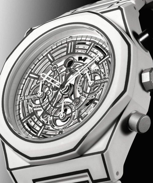 D1 MILANO（ディーワンミラノ）の「「D1 MILANO/ディーワン ミラノ」ポリクロノ - ホワイトスケッチ/ブラックスケッチ（アナログ腕時計・メンズ・ホワイト/ブラック・FREE）」の6枚目の写真