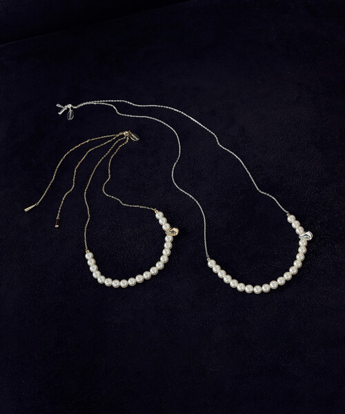 COMME CA ISM(コムサイズム)の「変形メタルパーツ パールネックレス(ネックレス・レディース・シルバー/ゴールド・FREE)」の4枚目の写真
