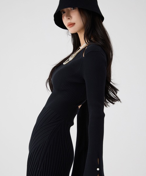 【新品タグ付き】eimy istoire フィットアンドフレアニットワンピース EIMY ISTOIRE エイミーイストワール eimy istoire シームレス