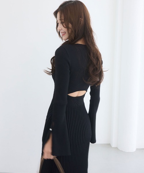 EIMY ISTOIRE（エイミーイストワール）の「【全骨格対応】リブニットフレアワンピース（ワンピース・レディース・ブラック/モカ/バーガンディー・36/38/34）」の9枚目の写真