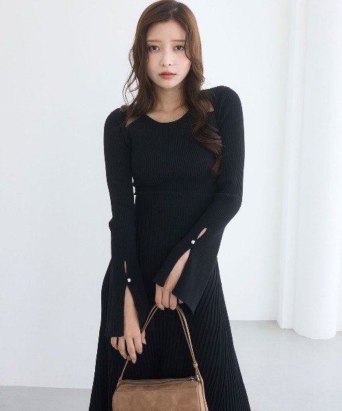 EIMY ISTOIRE（エイミーイストワール）の「【全骨格対応】リブニットフレアワンピース（ワンピース・レディース・ブラック/モカ/バーガンディー・36/38/34）」の10枚目の写真