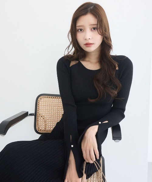 EIMY ISTOIRE（エイミーイストワール）の「【全骨格対応】リブニットフレアワンピース（ワンピース・レディース・ブラック/モカ/バーガンディー・36/38/34）」の11枚目の写真