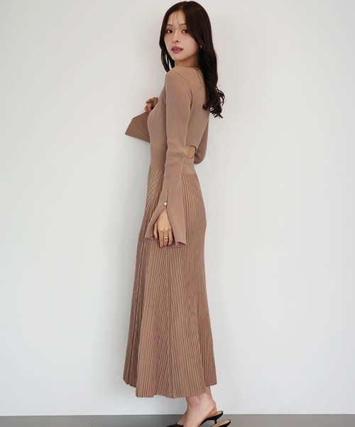 EIMY ISTOIRE（エイミーイストワール）の「【全骨格対応】リブニットフレアワンピース（ワンピース・レディース・ブラック/モカ/バーガンディー・36/38/34）」の19枚目の写真