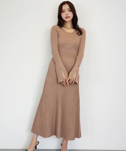 EIMY ISTOIRE（エイミーイストワール）の「【全骨格対応】リブニットフレアワンピース（ワンピース・レディース・ブラック/モカ/バーガンディー・36/38/34）」の17枚目の写真