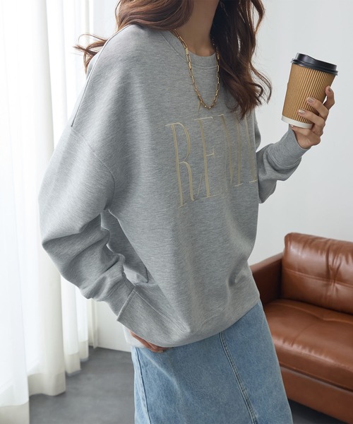 ReDial(リダイアル)の「リッチエアジャージー金刺繍ロゴスウェット(スウェット・レディース・モカ/ブラック/チャコール/杢グレー・L/LL/3L/M)」の2枚目の写真