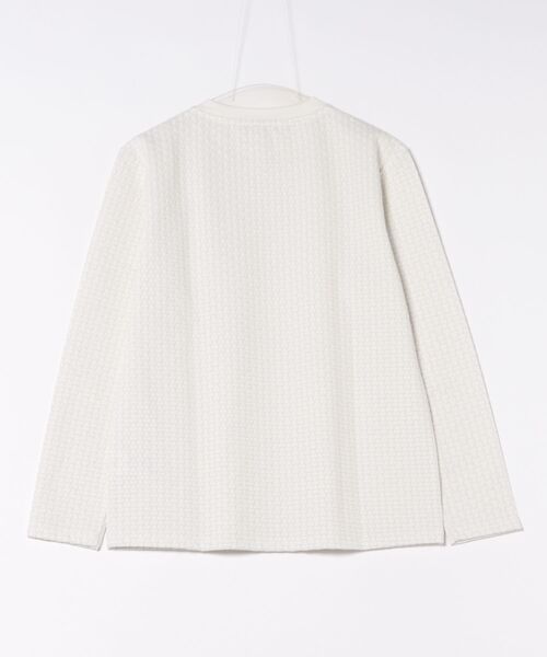 TAKA-Q(タカキュー)の「【ストレッチ】タカキュー バスケットジャガード クルーネック 長袖 Tシャツ(Tシャツ/カットソー・メンズ・ホワイト/ネイビー・MEDIUM/LARGE/X-LARGE)」の3枚目の写真