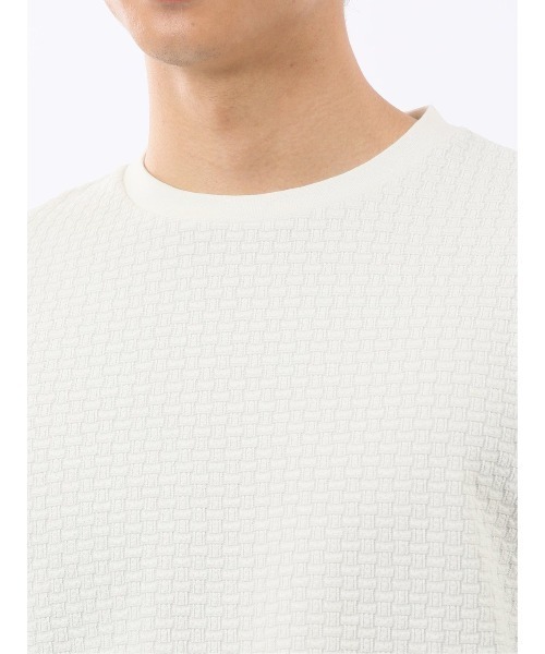 TAKA-Q(タカキュー)の「【ストレッチ】タカキュー バスケットジャガード クルーネック 長袖 Tシャツ(Tシャツ/カットソー・メンズ・ホワイト/ネイビー・MEDIUM/LARGE/X-LARGE)」の12枚目の写真