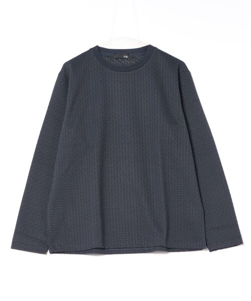 TAKA-Q(タカキュー)の「【ストレッチ】タカキュー バスケットジャガード クルーネック 長袖 Tシャツ(Tシャツ/カットソー・メンズ・ホワイト/ネイビー・MEDIUM/LARGE/X-LARGE)」の14枚目の写真