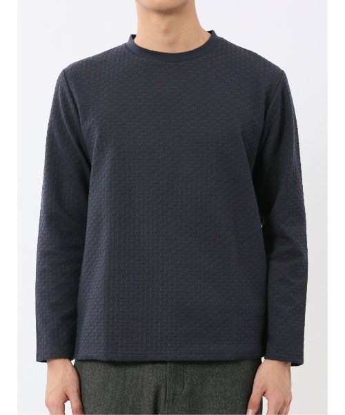 TAKA-Q(タカキュー)の「【ストレッチ】タカキュー バスケットジャガード クルーネック 長袖 Tシャツ(Tシャツ/カットソー・メンズ・ホワイト/ネイビー・MEDIUM/LARGE/X-LARGE)」の19枚目の写真