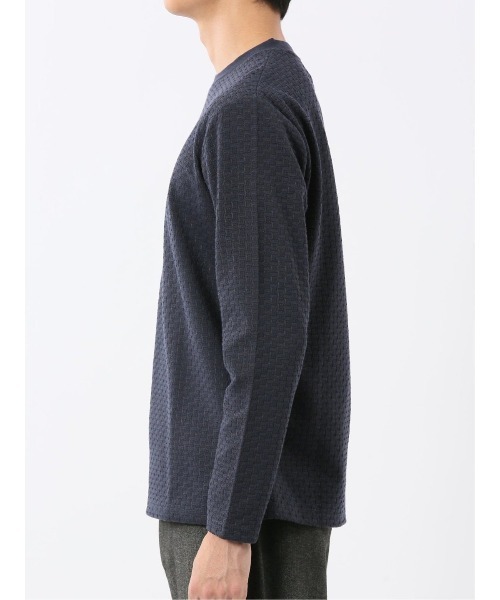 TAKA-Q(タカキュー)の「【ストレッチ】タカキュー バスケットジャガード クルーネック 長袖 Tシャツ(Tシャツ/カットソー・メンズ・ホワイト/ネイビー・MEDIUM/LARGE/X-LARGE)」の20枚目の写真