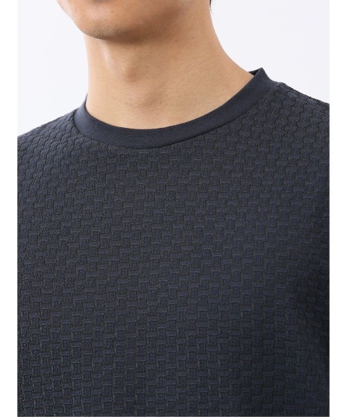 TAKA-Q(タカキュー)の「【ストレッチ】タカキュー バスケットジャガード クルーネック 長袖 Tシャツ(Tシャツ/カットソー・メンズ・ホワイト/ネイビー・MEDIUM/LARGE/X-LARGE)」の22枚目の写真