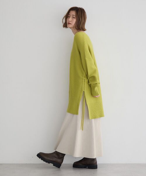 Editt by YECCA VECCA(エディットバイイェッカヴェッカ)の「Vネックドロストデザインニット(ニット/セーター・レディース・グリーン系その他3/ブラック/ライトベージュ・FREE)」の17枚目の写真