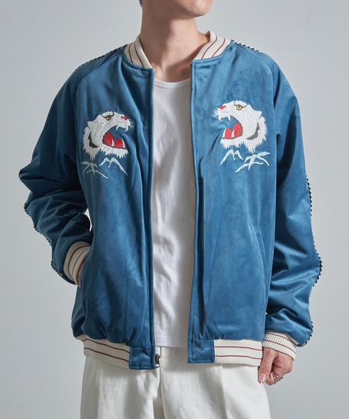 HOUSTON（ヒューストン）の「【HOUSTON】VELVETEEN SOUVENIR JACKET（スカジャン・メンズ・ブルー/ブラック・M/L/XL）」の16枚目の写真