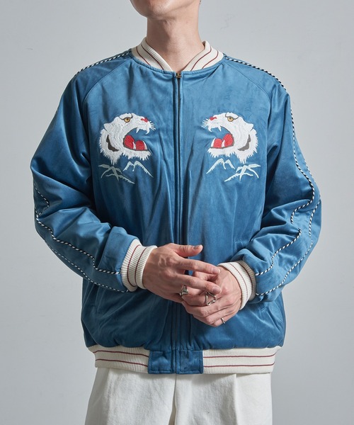 HOUSTON（ヒューストン）の「【HOUSTON】VELVETEEN SOUVENIR JACKET（スカジャン・メンズ・ブルー/ブラック・M/L/XL）」の14枚目の写真