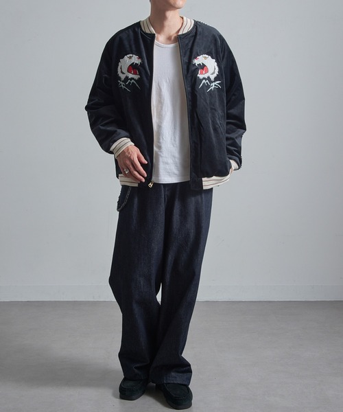 HOUSTON（ヒューストン）の「【HOUSTON】VELVETEEN SOUVENIR JACKET（スカジャン・メンズ・ブルー/ブラック・M/L/XL）」の13枚目の写真