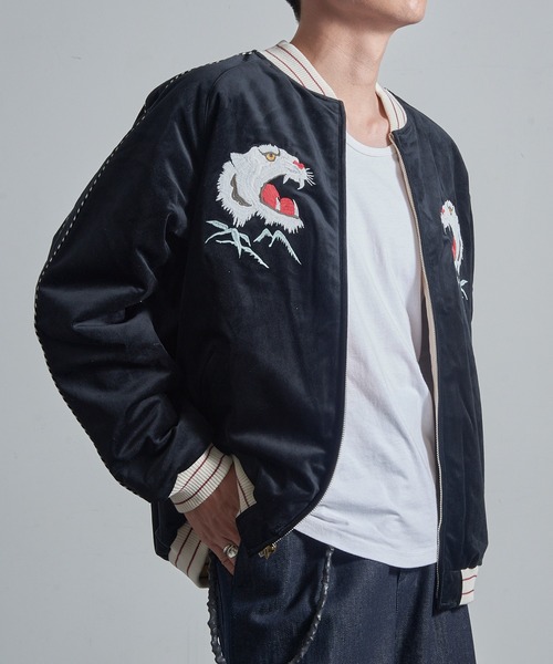 HOUSTON（ヒューストン）の「【HOUSTON】VELVETEEN SOUVENIR JACKET（スカジャン・メンズ・ブルー/ブラック・M/L/XL）」の10枚目の写真