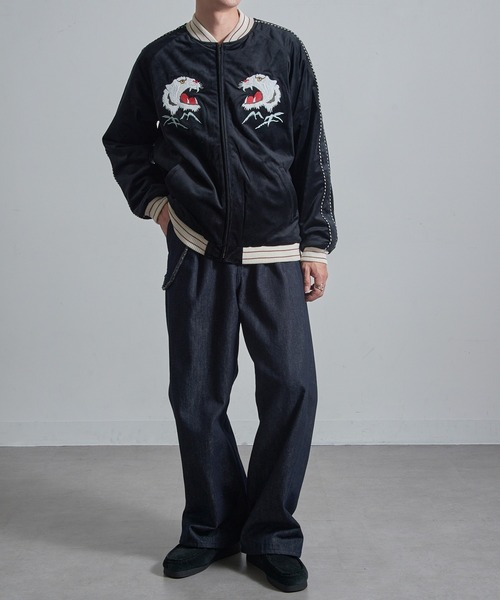 HOUSTON（ヒューストン）の「【HOUSTON】VELVETEEN SOUVENIR JACKET（スカジャン・メンズ・ブルー/ブラック・M/L/XL）」の12枚目の写真