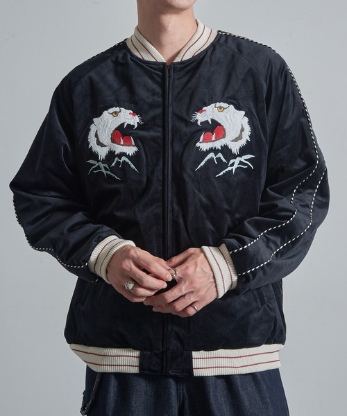HOUSTON（ヒューストン）の「【HOUSTON】VELVETEEN SOUVENIR JACKET（スカジャン・メンズ・ブルー/ブラック・M/L/XL）」の7枚目の写真
