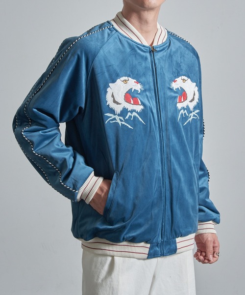 HOUSTON（ヒューストン）の「【HOUSTON】VELVETEEN SOUVENIR JACKET（スカジャン・メンズ・ブルー/ブラック・M/L/XL）」の15枚目の写真