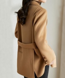 バックリボンアクセントシンプルチェスターコート
