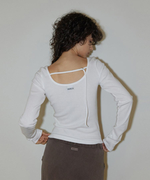 RENSE（レンセ）の「Back Point Boat Neck Sleeve White（Tシャツ/カットソー）」