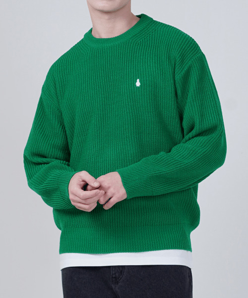 GAKKAI UNIONS(ガッカイユニオンズ)の「クルーネックハッチニットグリーン(ニット/セーター・レディース・その他・MEDIUM/LARGE)」の1枚目の写真