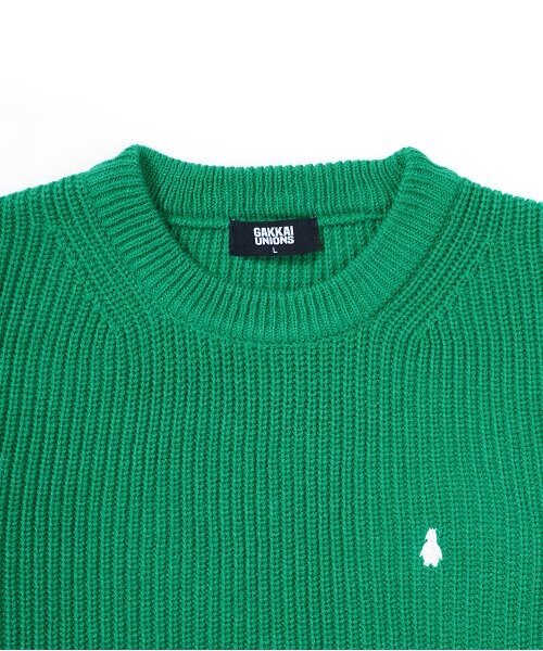 GAKKAI UNIONS(ガッカイユニオンズ)の「クルーネックハッチニットグリーン(ニット/セーター・レディース・その他・MEDIUM/LARGE)」の3枚目の写真