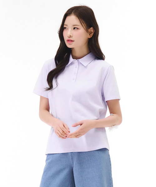 CHASECULT(チェイスカルト)の「レディースクールカラー半袖Tシャツ-パープル(ポロシャツ・レディース・ライトパープル・85/90)」の2枚目の写真