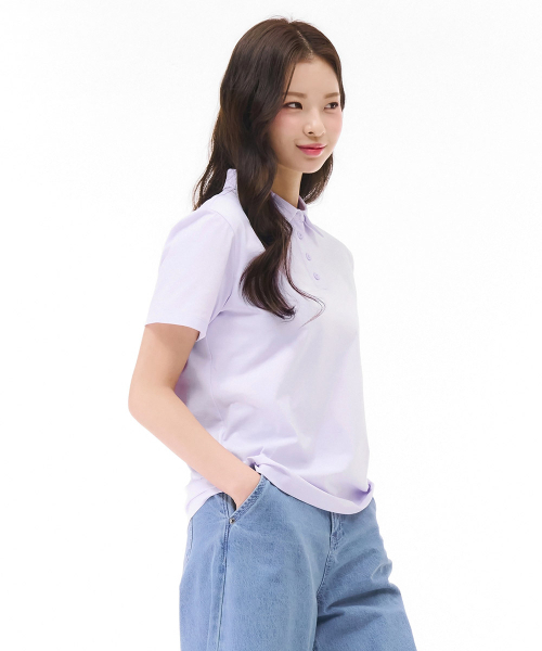 CHASECULT(チェイスカルト)の「レディースクールカラー半袖Tシャツ-パープル(ポロシャツ・レディース・ライトパープル・85/90)」の3枚目の写真