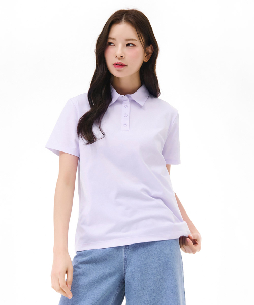 CHASECULT(チェイスカルト)の「レディースクールカラー半袖Tシャツ-パープル(ポロシャツ・レディース・ライトパープル・85/90)」の5枚目の写真
