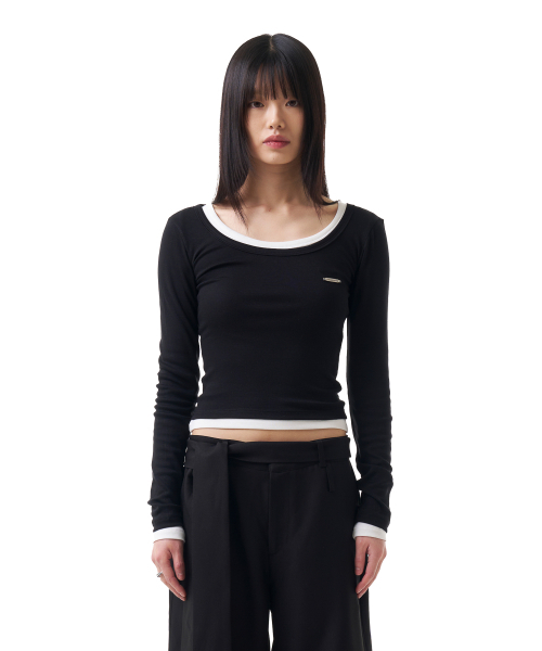 IUGAMAKARAS(イウガマカラス)の「U-Neck Fitted Top (Black)(Tシャツ/カットソー・レディース・その他・FREE)」の1枚目の写真