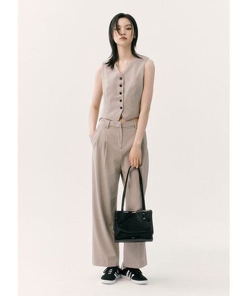 MUSINSA STANDARD WOMAN（ムシンサスタンダードウーマン）の「ウィメンズライトウェイトハイウエストワイドヒドゥンバンディングスラックス[ライトベージュ]（スラックス・レディース・その他・30/24/25/26/27/28/29/31）」の7枚目の写真