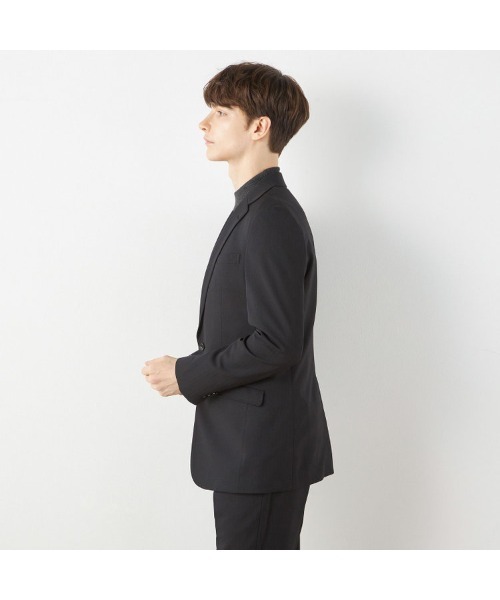 SUIT SELECT(スーツセレクト)の「【おうちで洗えるストレッチスーツ】【すぐ着られるパンツ裾上げ済仕様】【SLIM TAPERED】【年間】2釦シングルテーパードパンツスーツ 0タック/シャドーストライプ/ウエストシャーリング/「4S」(スーツセット・メンズ・ブラック/ネイビー・A5/Y5/Y4/A6/A4/AB6/AB4/AB5/Y6)」の4枚目の写真
