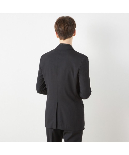 SUIT SELECT(スーツセレクト)の「【おうちで洗えるストレッチスーツ】【すぐ着られるパンツ裾上げ済仕様】【SLIM TAPERED】【年間】2釦シングルテーパードパンツスーツ 0タック/シャドーストライプ/ウエストシャーリング/「4S」(スーツセット・メンズ・ブラック/ネイビー・A5/Y5/Y4/A6/A4/AB6/AB4/AB5/Y6)」の5枚目の写真