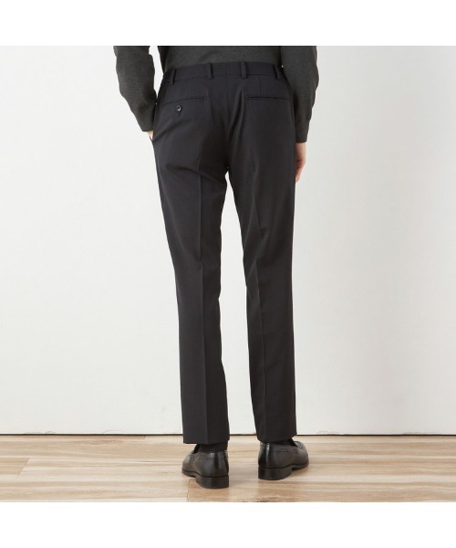 SUIT SELECT(スーツセレクト)の「【おうちで洗えるストレッチスーツ】【すぐ着られるパンツ裾上げ済仕様】【SLIM TAPERED】【年間】2釦シングルテーパードパンツスーツ 0タック/シャドーストライプ/ウエストシャーリング/「4S」(スーツセット・メンズ・ブラック/ネイビー・A5/Y5/Y4/A6/A4/AB6/AB4/AB5/Y6)」の7枚目の写真