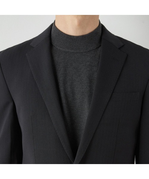 SUIT SELECT(スーツセレクト)の「【おうちで洗えるストレッチスーツ】【すぐ着られるパンツ裾上げ済仕様】【SLIM TAPERED】【年間】2釦シングルテーパードパンツスーツ 0タック/シャドーストライプ/ウエストシャーリング/「4S」(スーツセット・メンズ・ブラック/ネイビー・A5/Y5/Y4/A6/A4/AB6/AB4/AB5/Y6)」の9枚目の写真