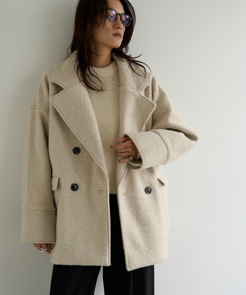 meilmada（メイルマダ）の「カールシャギーダブルコート（チェスターコート・レディース・アイボリー/チャコールグレー・FREE）」の12枚目の写真