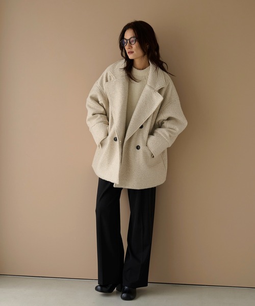 meilmada（メイルマダ）の「カールシャギーダブルコート（チェスターコート・レディース・アイボリー/チャコールグレー・FREE）」の18枚目の写真