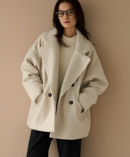 meilmada（メイルマダ）の「カールシャギーダブルコート（チェスターコート・レディース・アイボリー/チャコールグレー・FREE）」の16枚目の写真