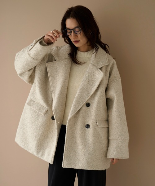 meilmada（メイルマダ）の「カールシャギーダブルコート（チェスターコート・レディース・アイボリー/チャコールグレー・FREE）」の17枚目の写真