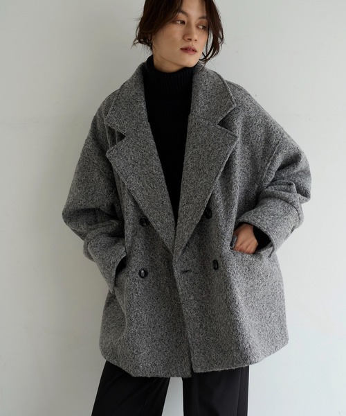 meilmada（メイルマダ）の「カールシャギーダブルコート（チェスターコート・レディース・アイボリー/チャコールグレー・FREE）」の3枚目の写真