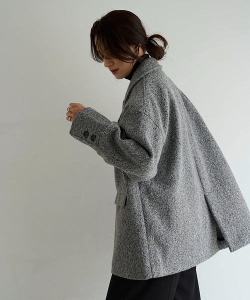 meilmada（メイルマダ）の「カールシャギーダブルコート（チェスターコート・レディース・アイボリー/チャコールグレー・FREE）」の4枚目の写真